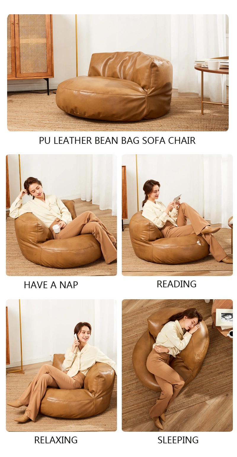 PU Leather Semi-Round Back Support Bean Bag